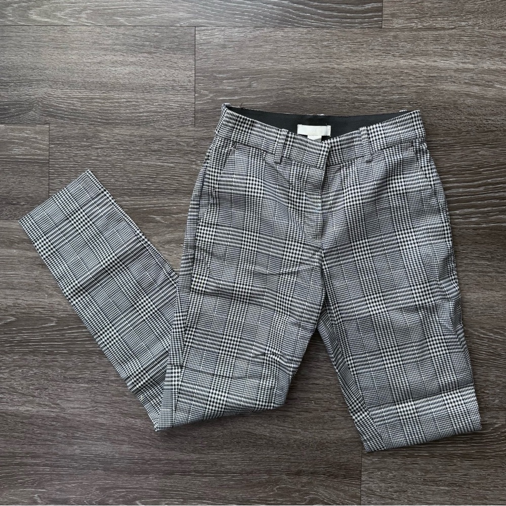 H&M black and white plaid pants